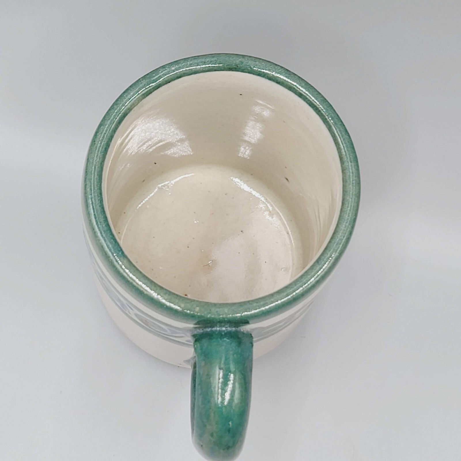 Mexico Xochiquetzal Pottery Coffee Mug Signed by Artist  Green Blue