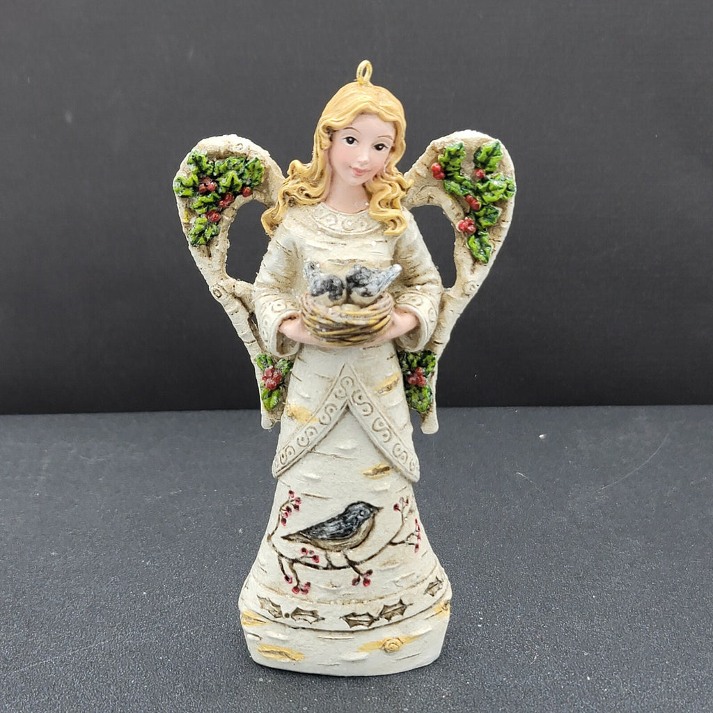 Lot of 3 Adler White Woodland Angel Bluebirds 4 3/4" Bird Christmas Ornament 