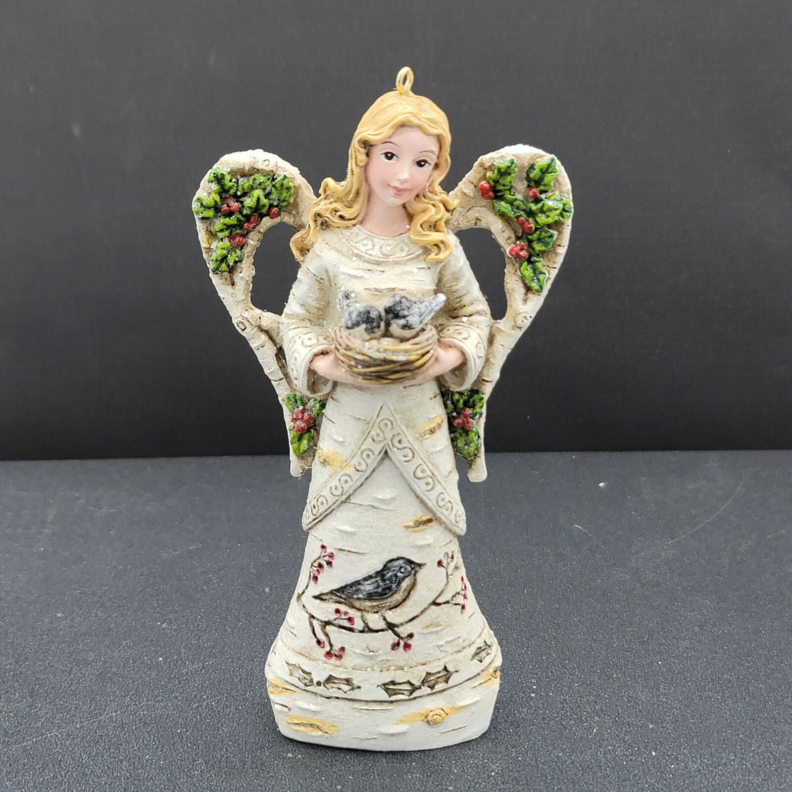 Lot of 3 Adler White Woodland Angel Bluebirds 4 3/4" Bird Christmas Ornament 