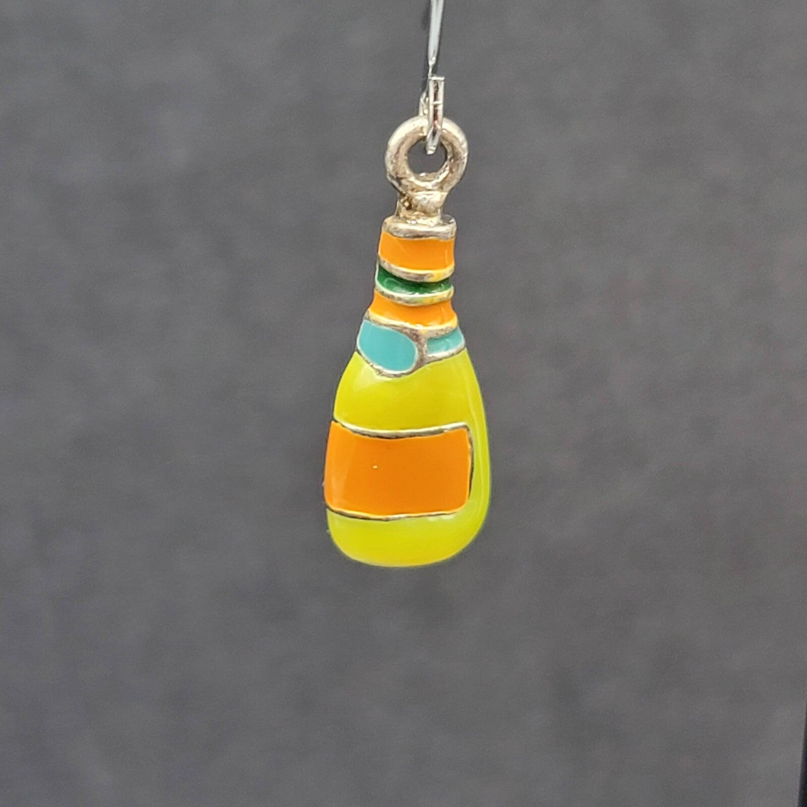 Pierced Earrings Multicolor Enamel Bottle Wine Soda Dangle 3/4"