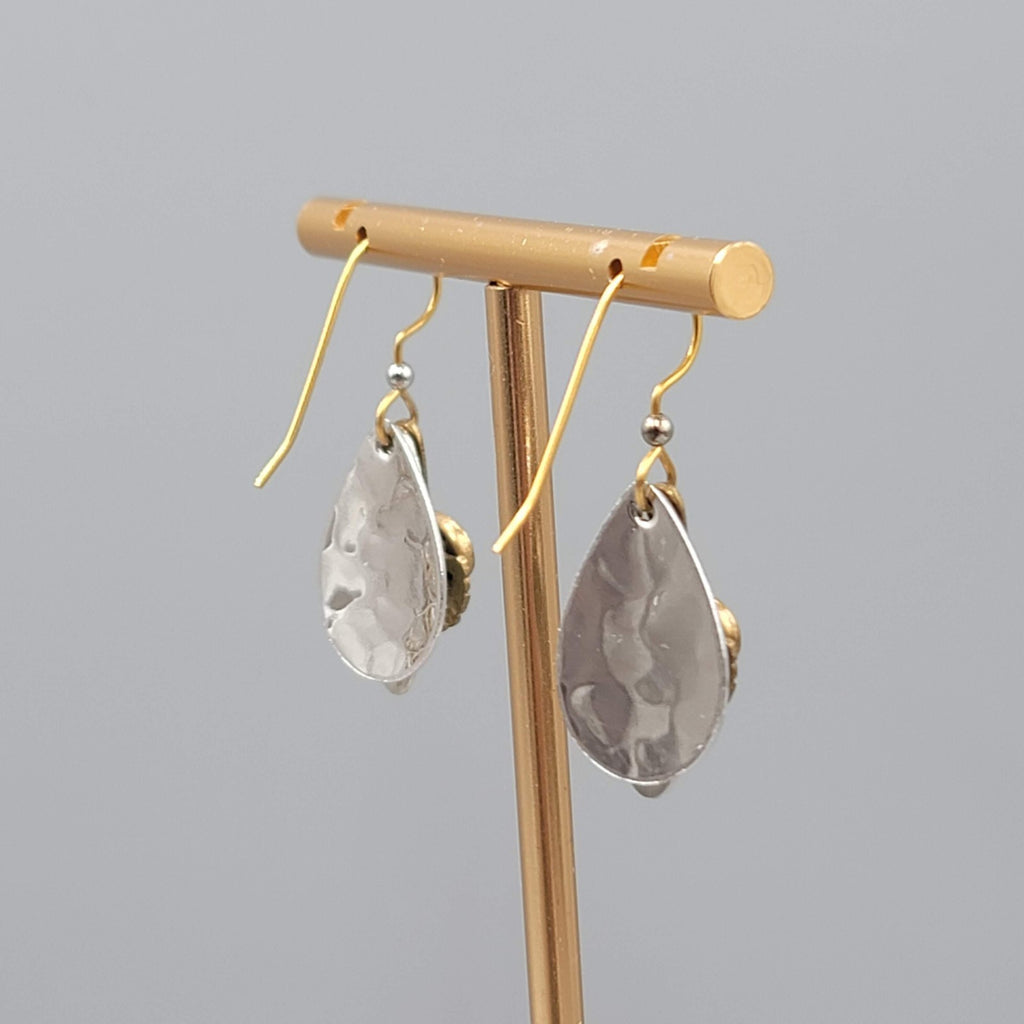 Layered Multi Tone Dangle Pierced Earrings Blue Stone Enamel 1 in