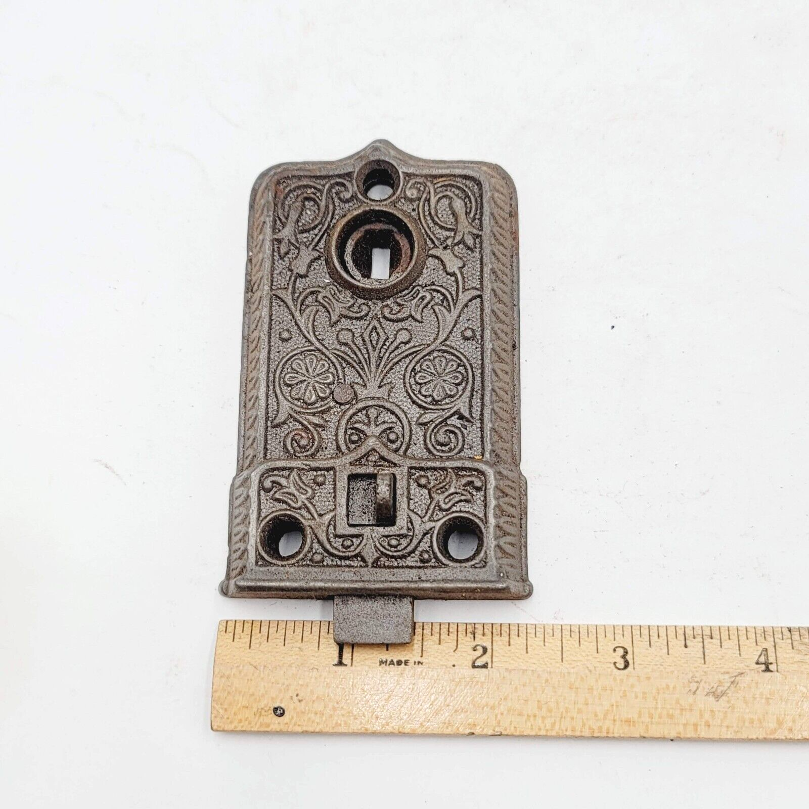 Antique Ornate Surface Mount Mortise Lock No Keeper No Key 1108B