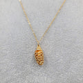 Vintage Gold Plated Pine Cone Pendant Necklace Estate Costume Jewelry 18"