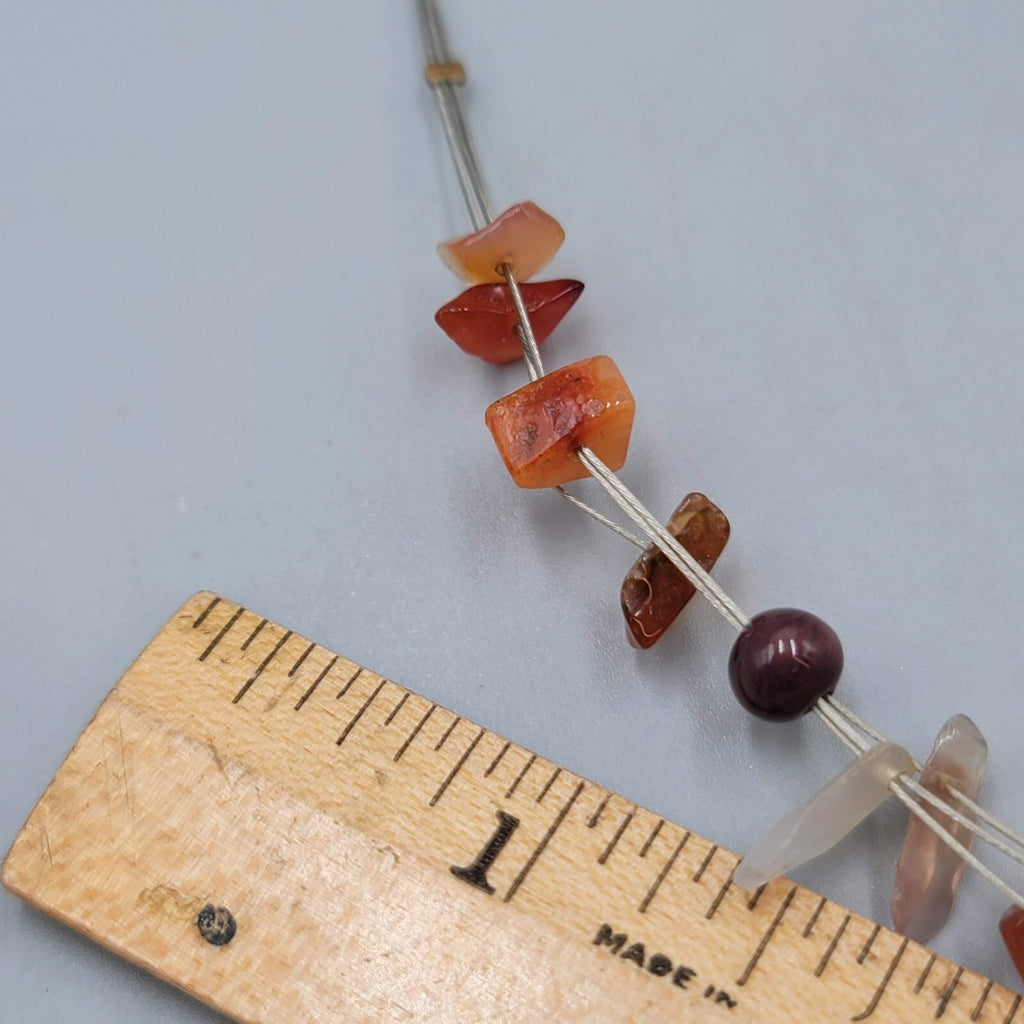 Necklace Pottery Bead Agate Chip Bead Floating 16"+