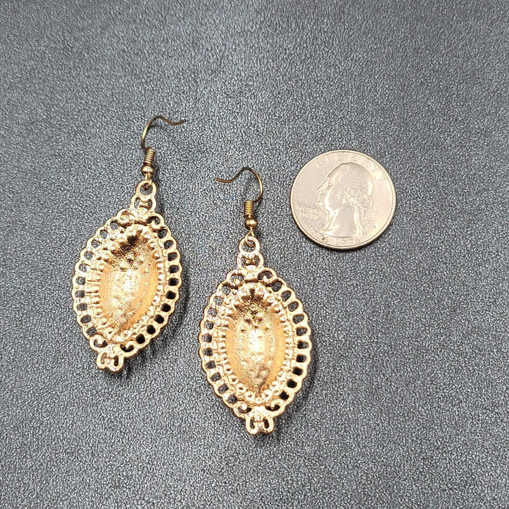 Pierced Earrings Gold Plated Crystal Rhinestone Sparkle Statement 1.75"