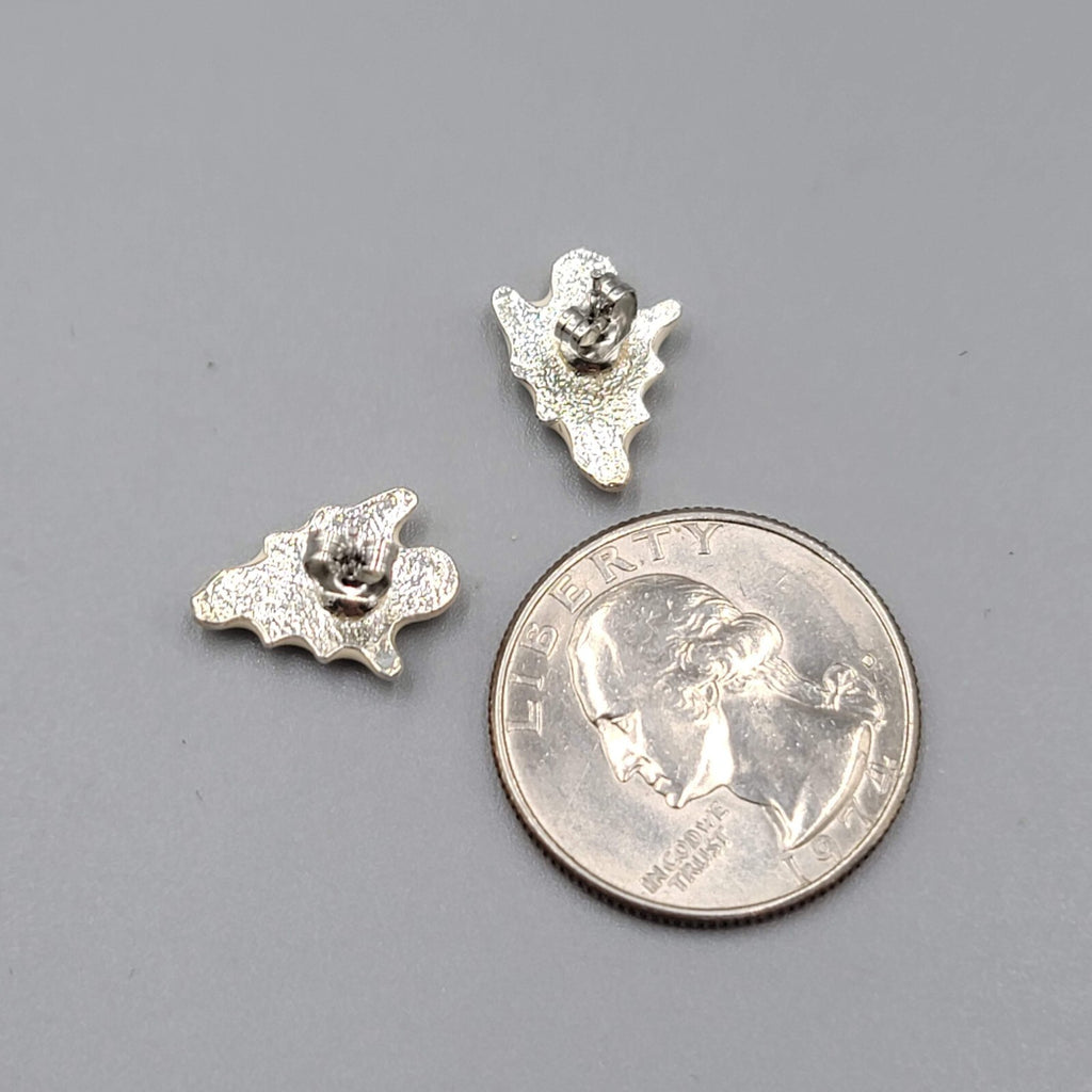 Enamel Ghost Studs Pierced Earrings Halloween 1/2"
