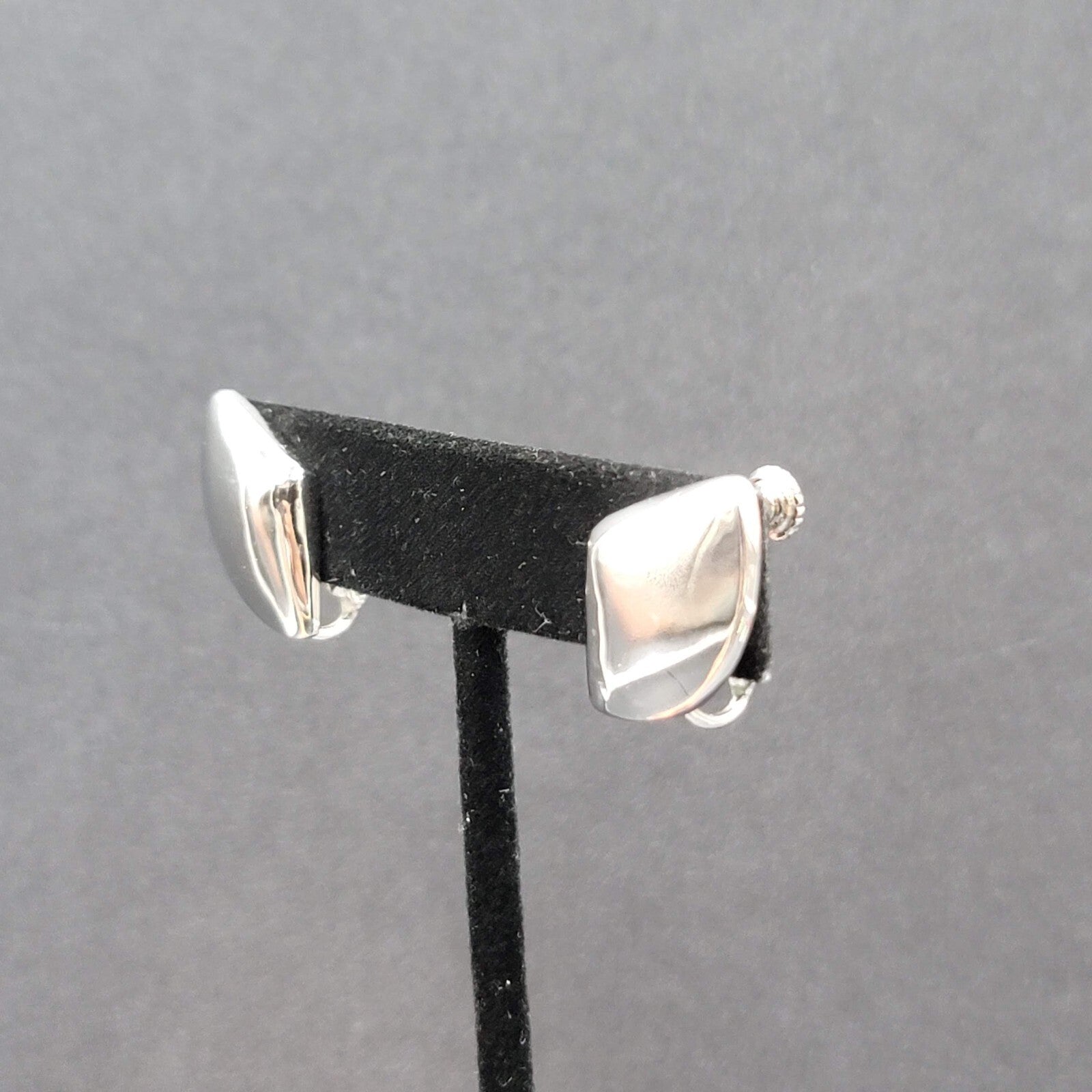 Vintage Napier Clip on Earrings Polished Silver Plated Studs 7/8"
