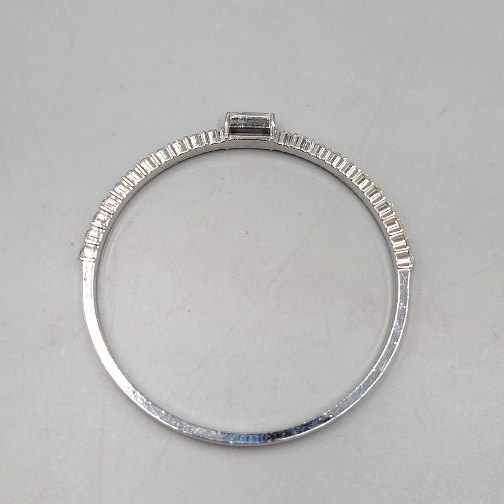 Rhinestone Bangle Bracelet Silver tone 8.5 in