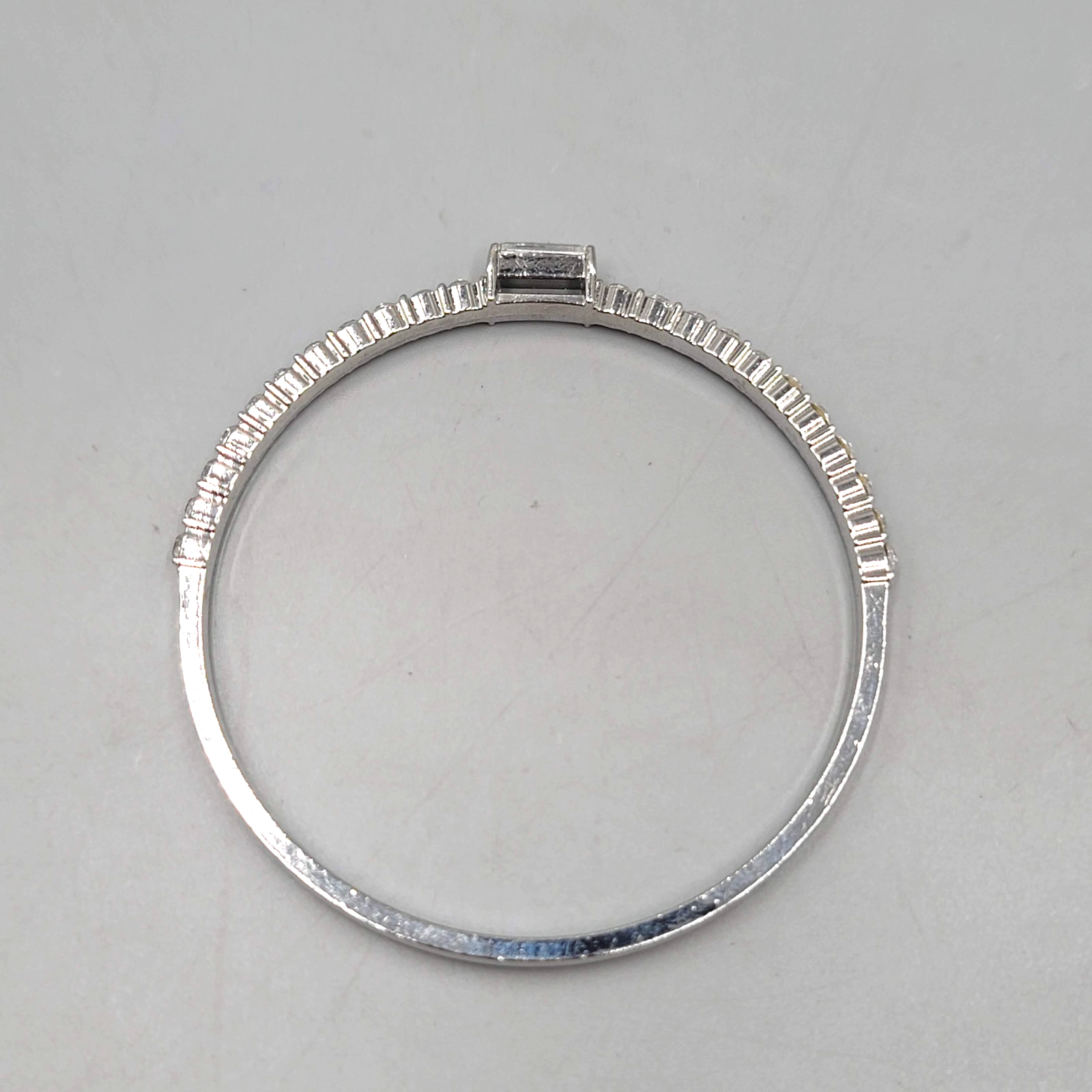 Rhinestone Bangle Bracelet Silver tone 8.5 in