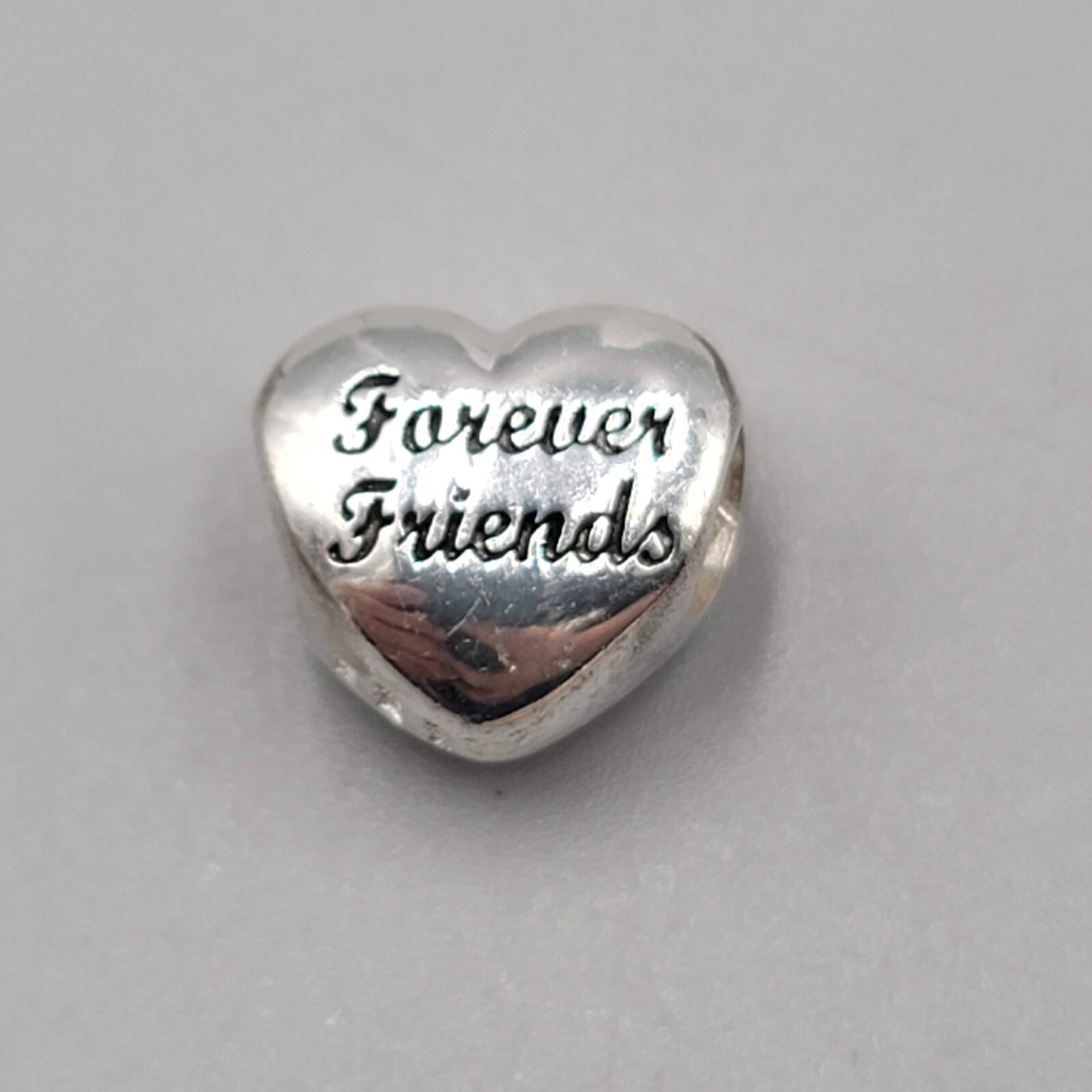 Sterling Silver Friends Forever Heart Slide Charm Signed IBB 925 Thai