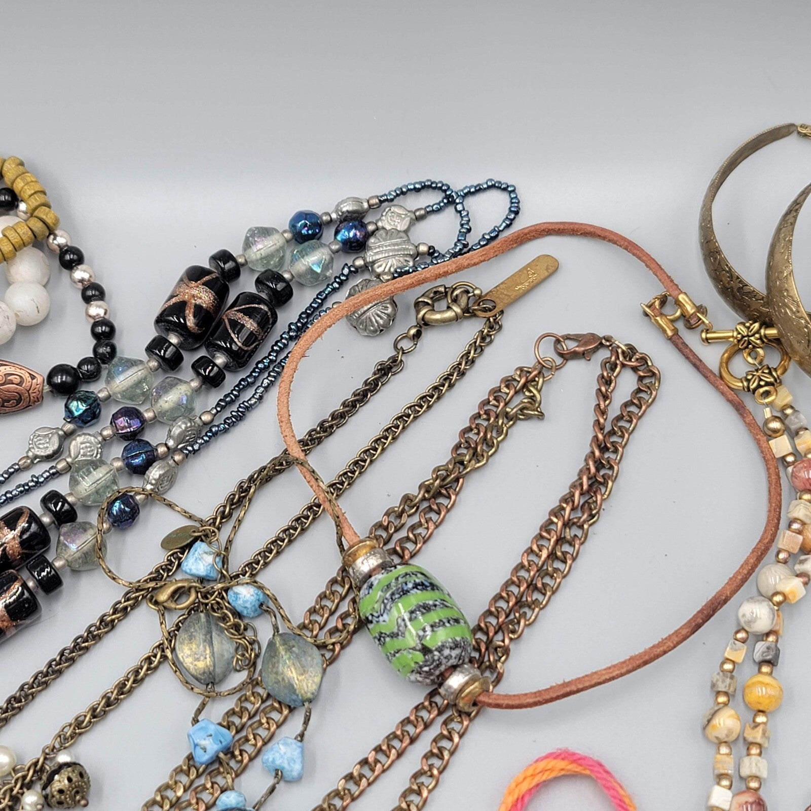 Jewelry Lot Necklace Bracelet Earrings Wood Boho Stone Bead 40 pcs