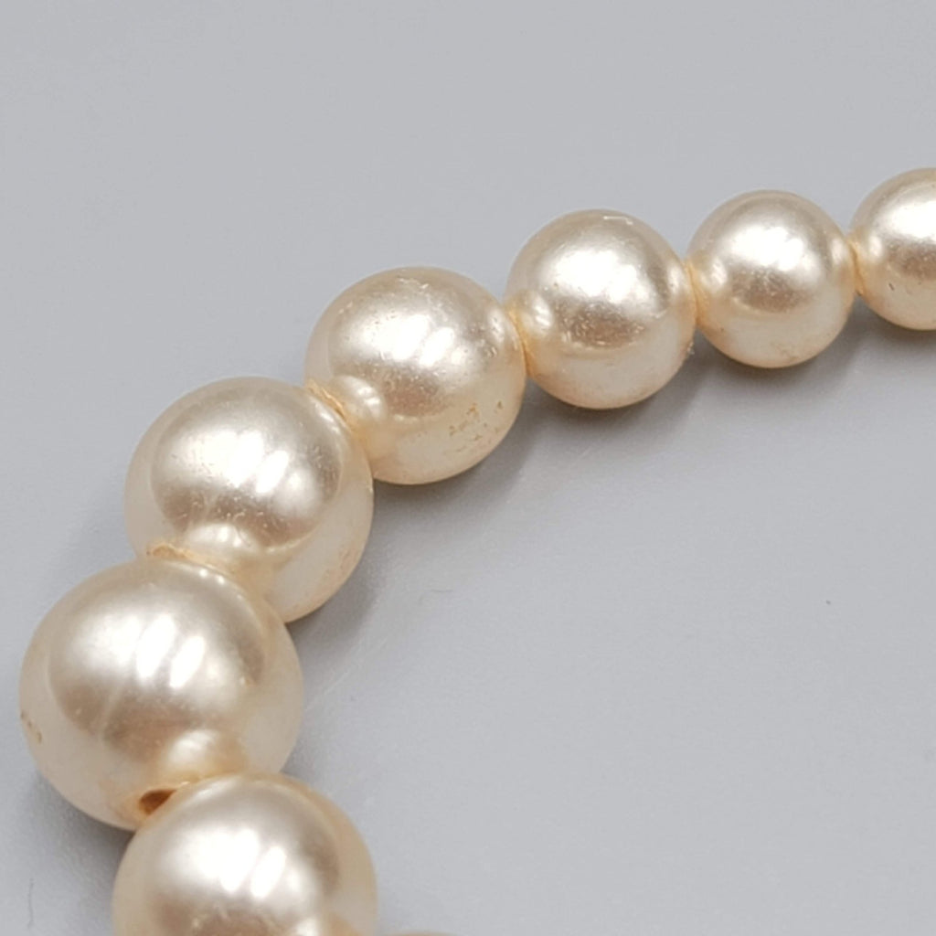 Vintage Faux Pearl Glass Bead Necklace Graduated Estate Costume Jewelry 16"