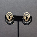 Clip on Earrings Silver tone Black Acrylic Climber MCM 1.25"