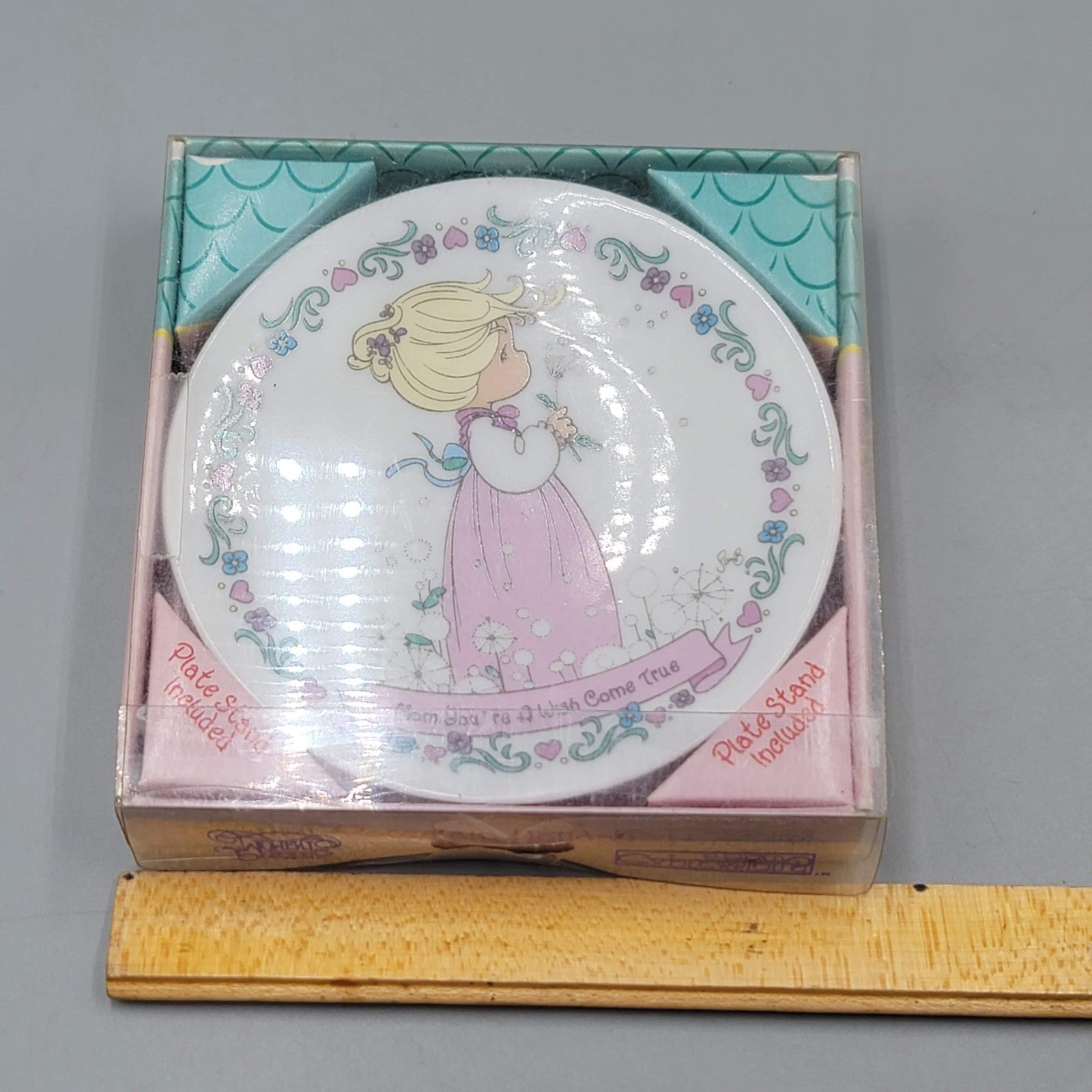 1992 precious  Moments "Mom You're A Wish Come True" 4" Decorative Plate & Stand