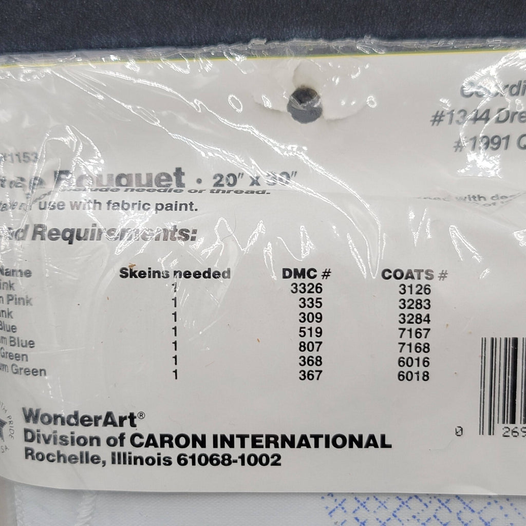 Wonder Arts 1153 Stamped Embroidery Perle Pair Pillowcase Kit New Old Stock