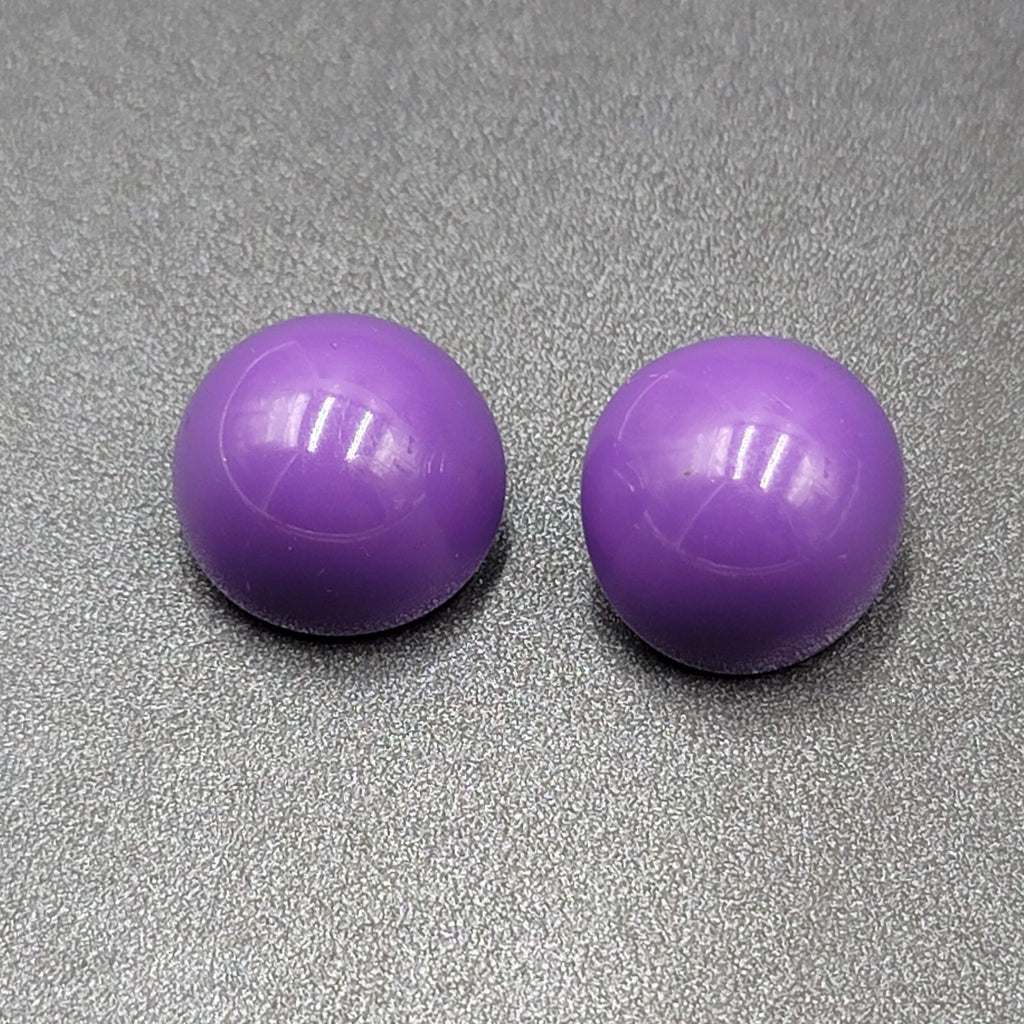 Vintage Clip on Earrings Purple Acrylic Dome Studs 1"