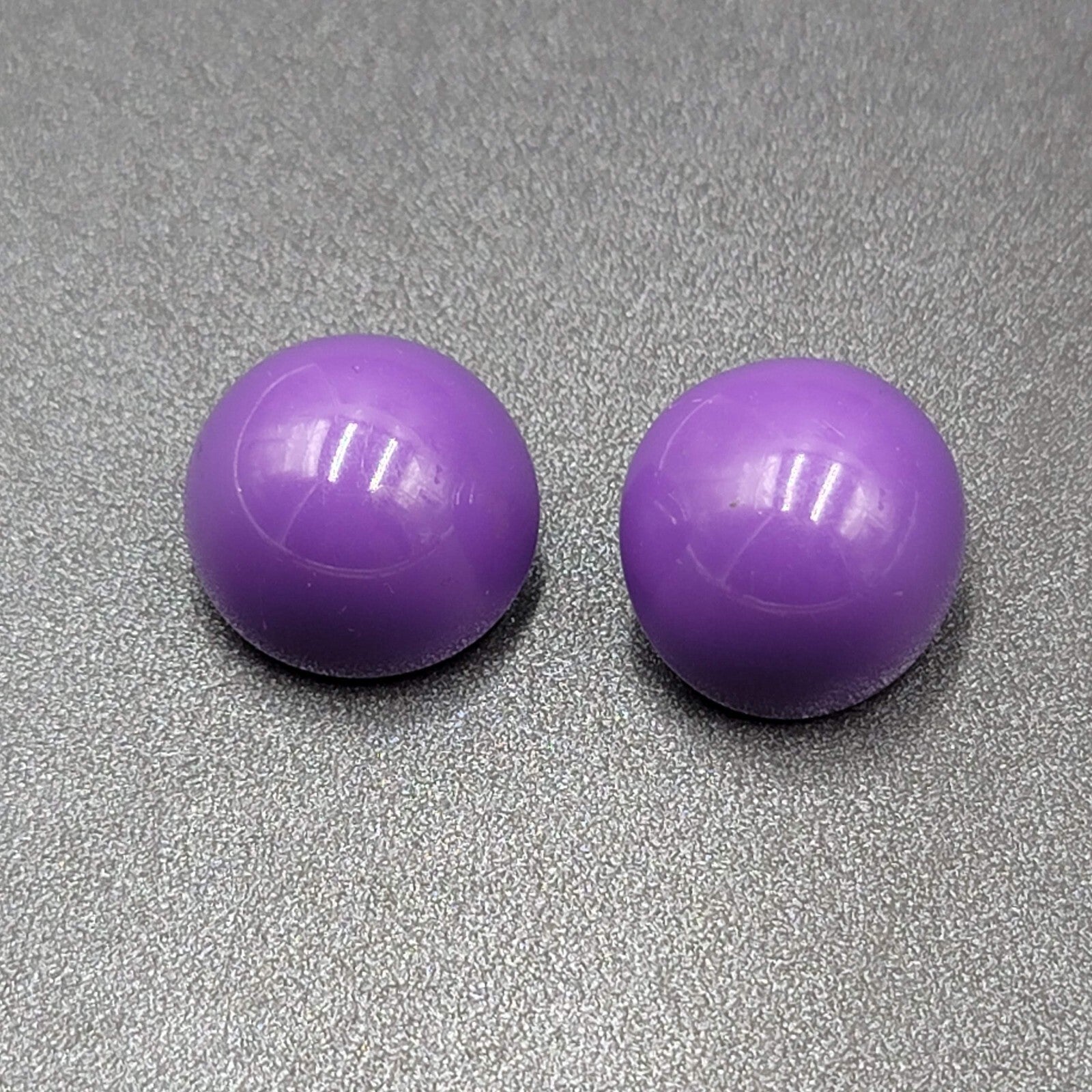 Vintage Clip on Earrings Purple Acrylic Dome Studs 1"