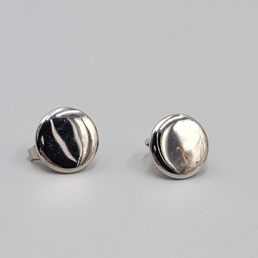 Vintage Silver tone Clip on Earrings High Polish Round Studs 5/8"