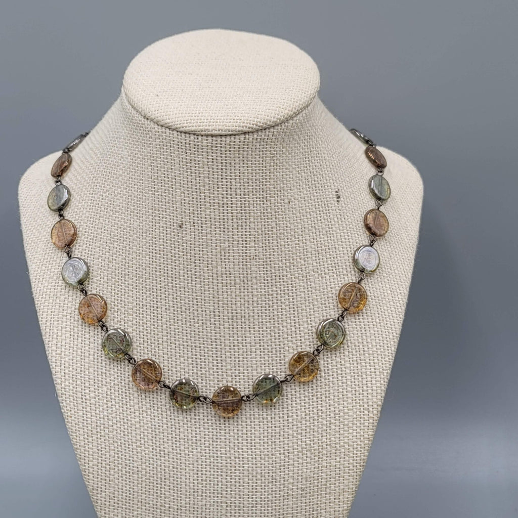 Seasonal Whispers Glass Bead Necklace Black Metal 18" Adj