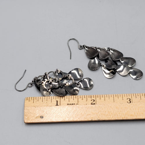 Black Metal Chandelier Pierced Earrings Dangle Statement 2 in
