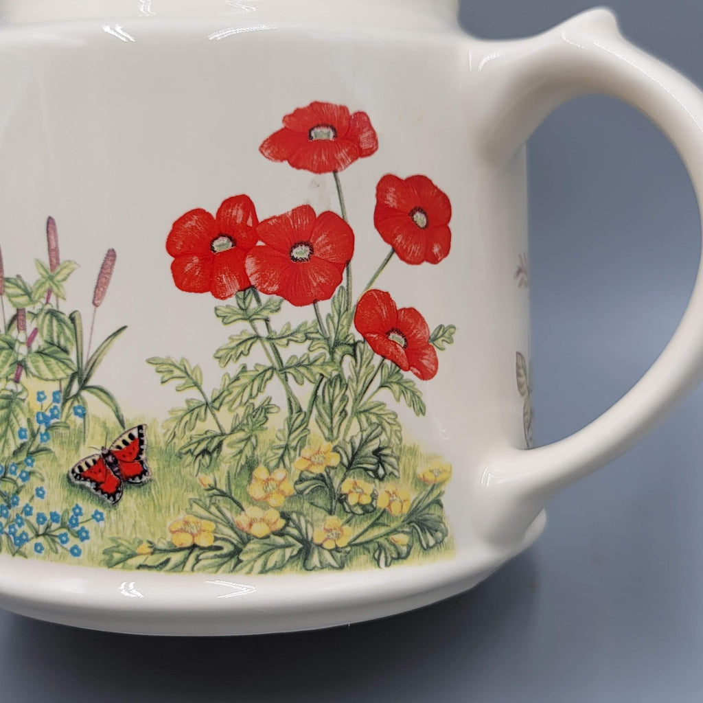 Vintage Wade Hedgerow Teapot with Flowers Bees Butterflies Signed
