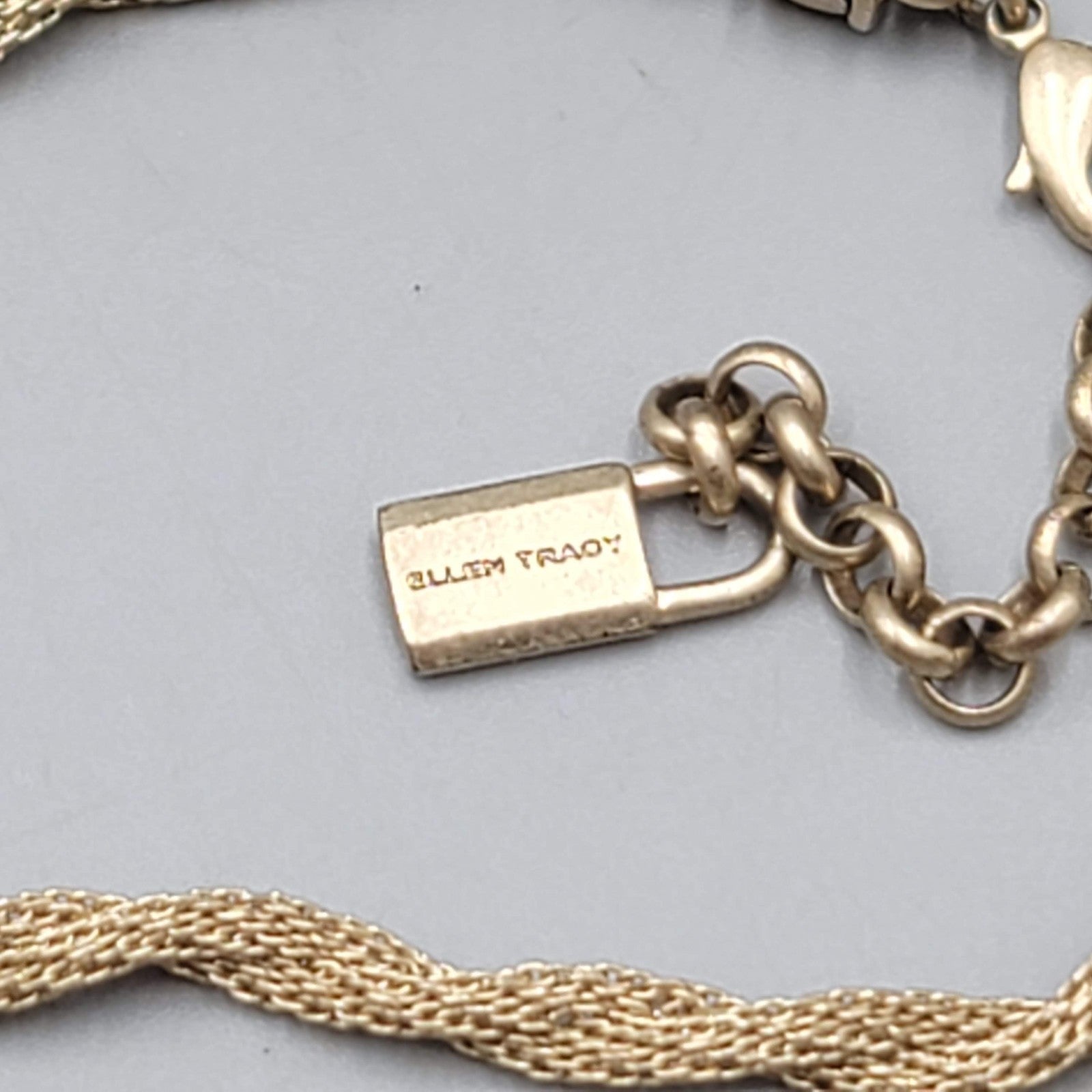 Vintage Ellen Tracy Mesh Chain Necklace Gold tone 18 in