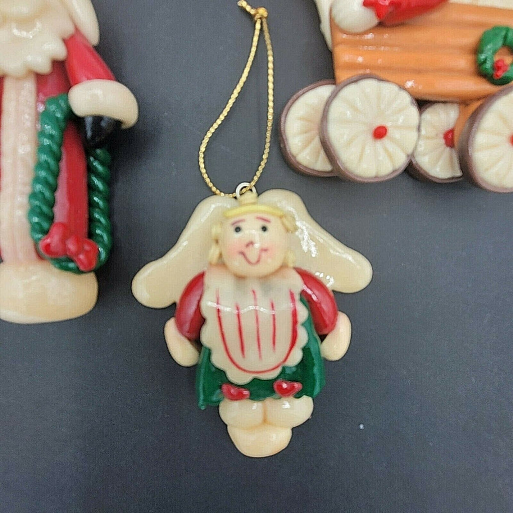 Polymer Clay Christmas Tree Ornaments Lot of 3 Santa Angel Western