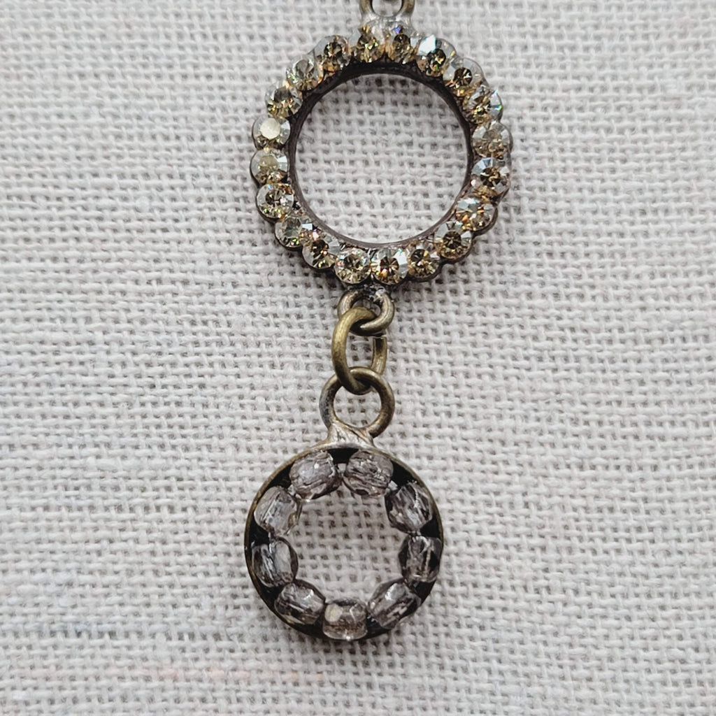 Creazioni Bianco Italy Bead Y Drop Necklace Bronze tone Chain 18-21" + Drop
