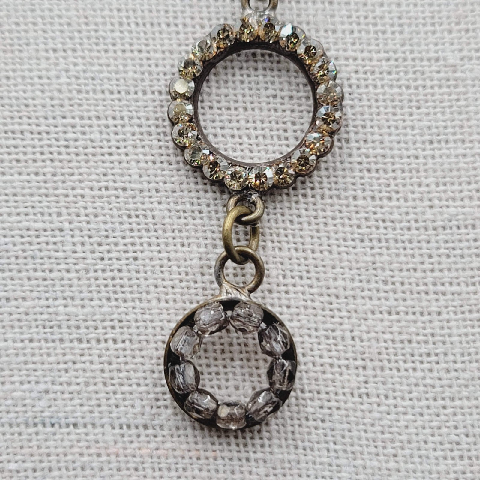 Creazioni Bianco Italy Bead Y Drop Necklace Bronze tone Chain 18-21" + Drop