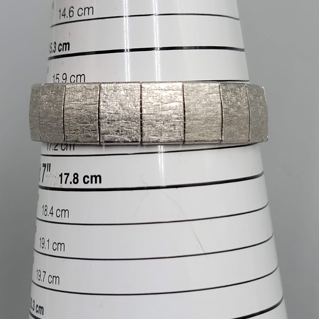 Vintage Emmons Bracelet Silver tone Etched Panel 6.75 in
