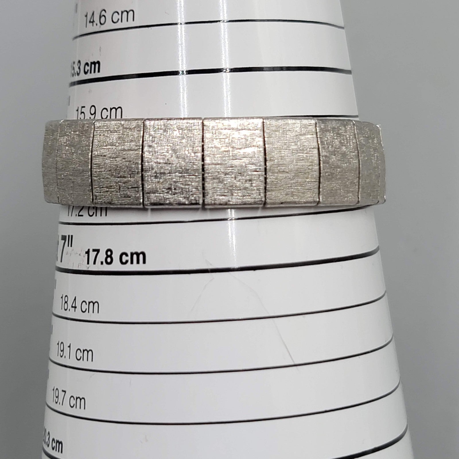 Vintage Emmons Bracelet Silver tone Etched Panel 6.75 in