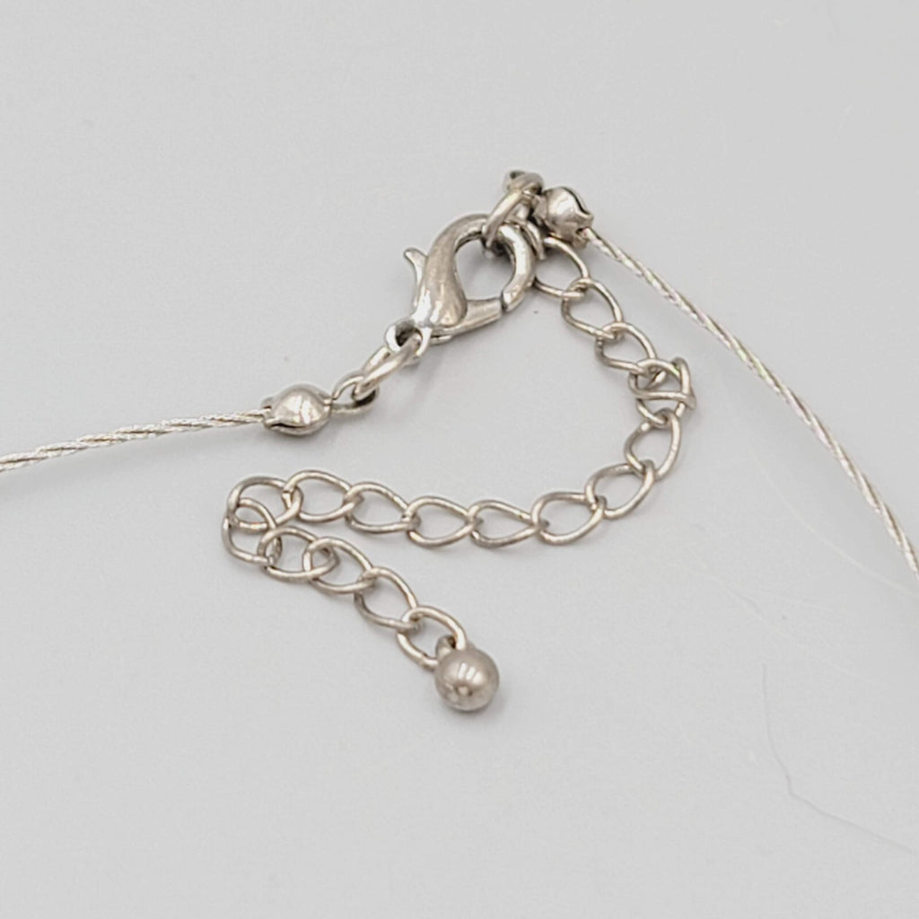 Butterfly Pendant Necklace Wire Silver tone 18"+