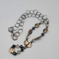 Bead Necklace Bronze tone Gunmetal Gray Large Link Chain 26"
