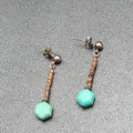 Pierced Earrings Heishi Shell Turquoise Bead Dangle 1.25"