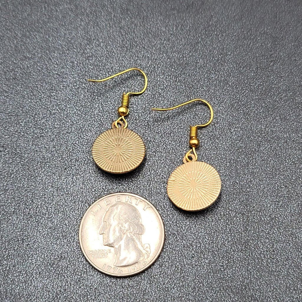 Pierced Earrings Gold tone Round Enamel Evil Eye Dangle 5/8"