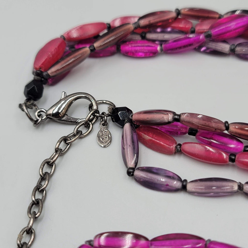 Premier Designs Necklace Shades of Purple Four Strand Long 38"