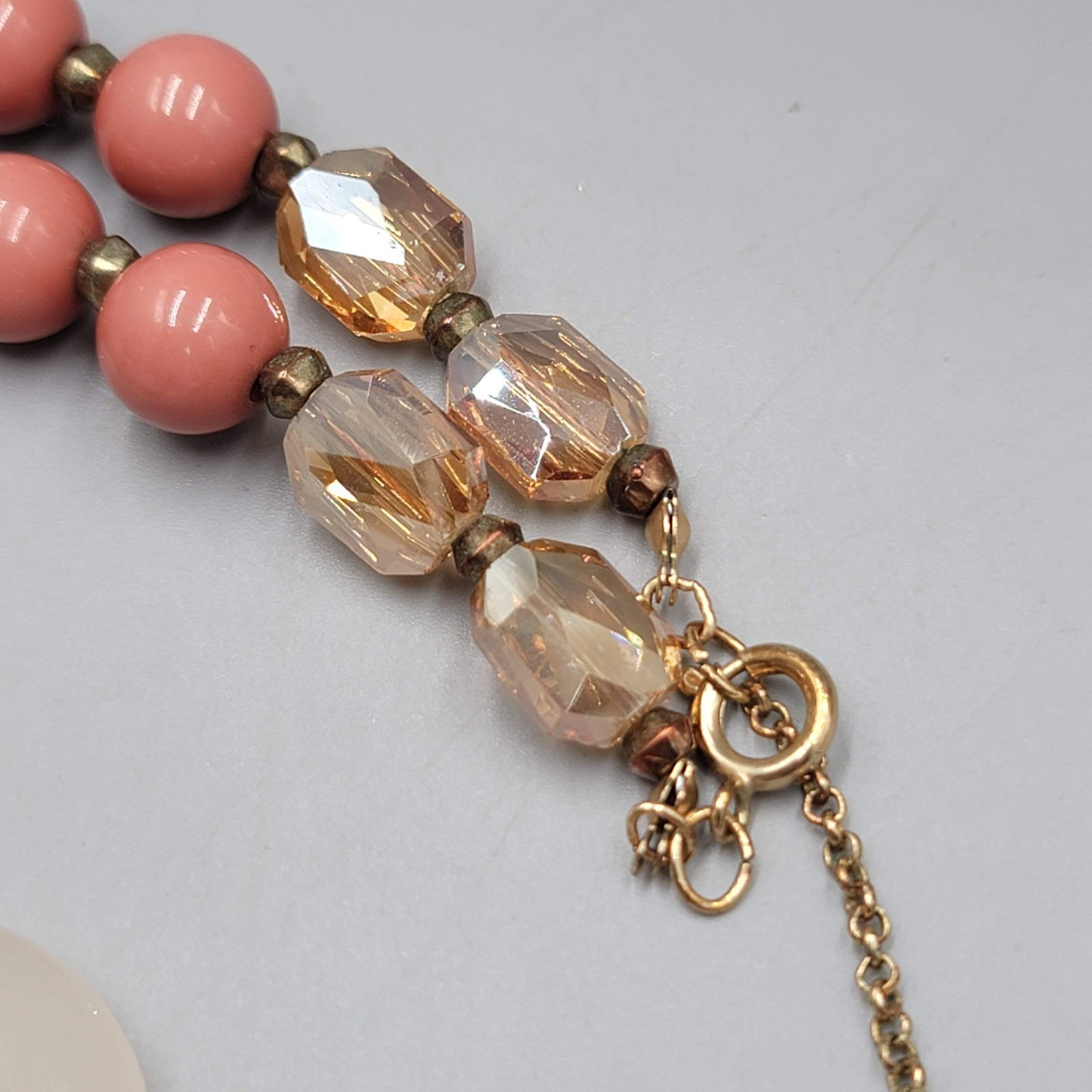 Loft Necklace Wood Stone Bead Multicolor Gold tone 18"-20"