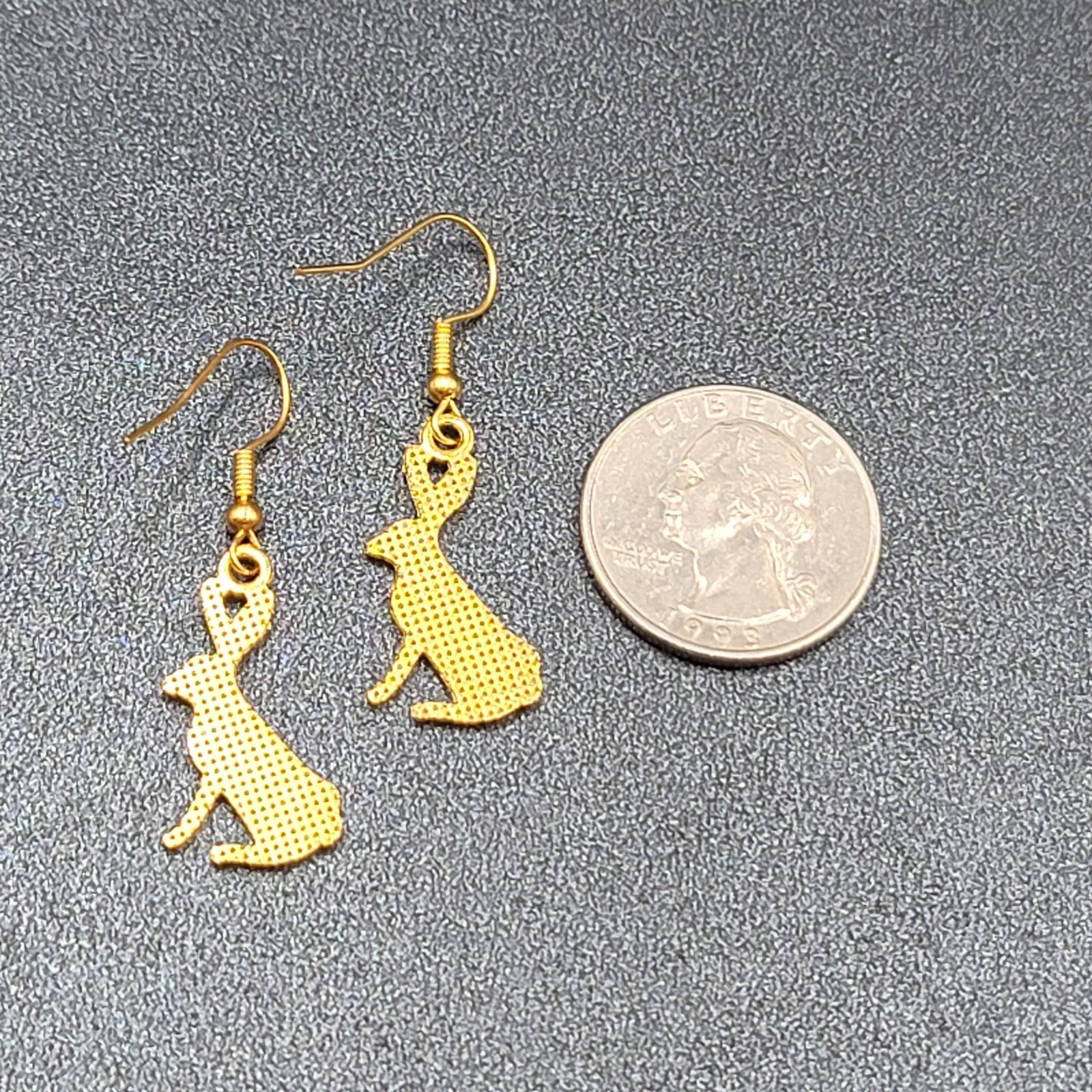 Jack Rabbit Pierced Earrings Dangle Gold tone 1"