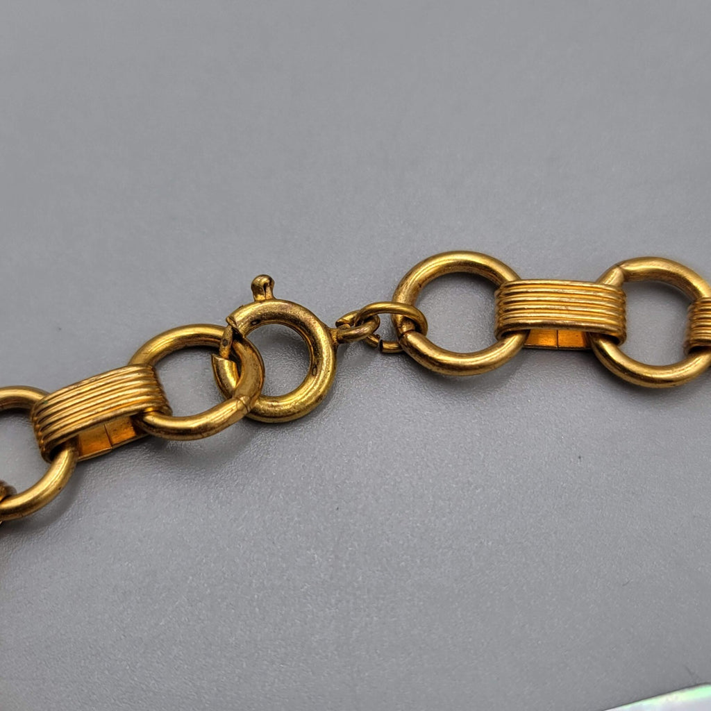 Vintage Sweetheart Bracelet Abalone Gold tone Chain 6.75"