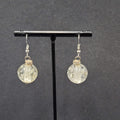 Pierced Earrings Silver tone Acrylic Clear Silver Glitter Bead 3/4"