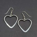 Open Heart Wire Pierced Earrings Silver tone Dangle 1.25"