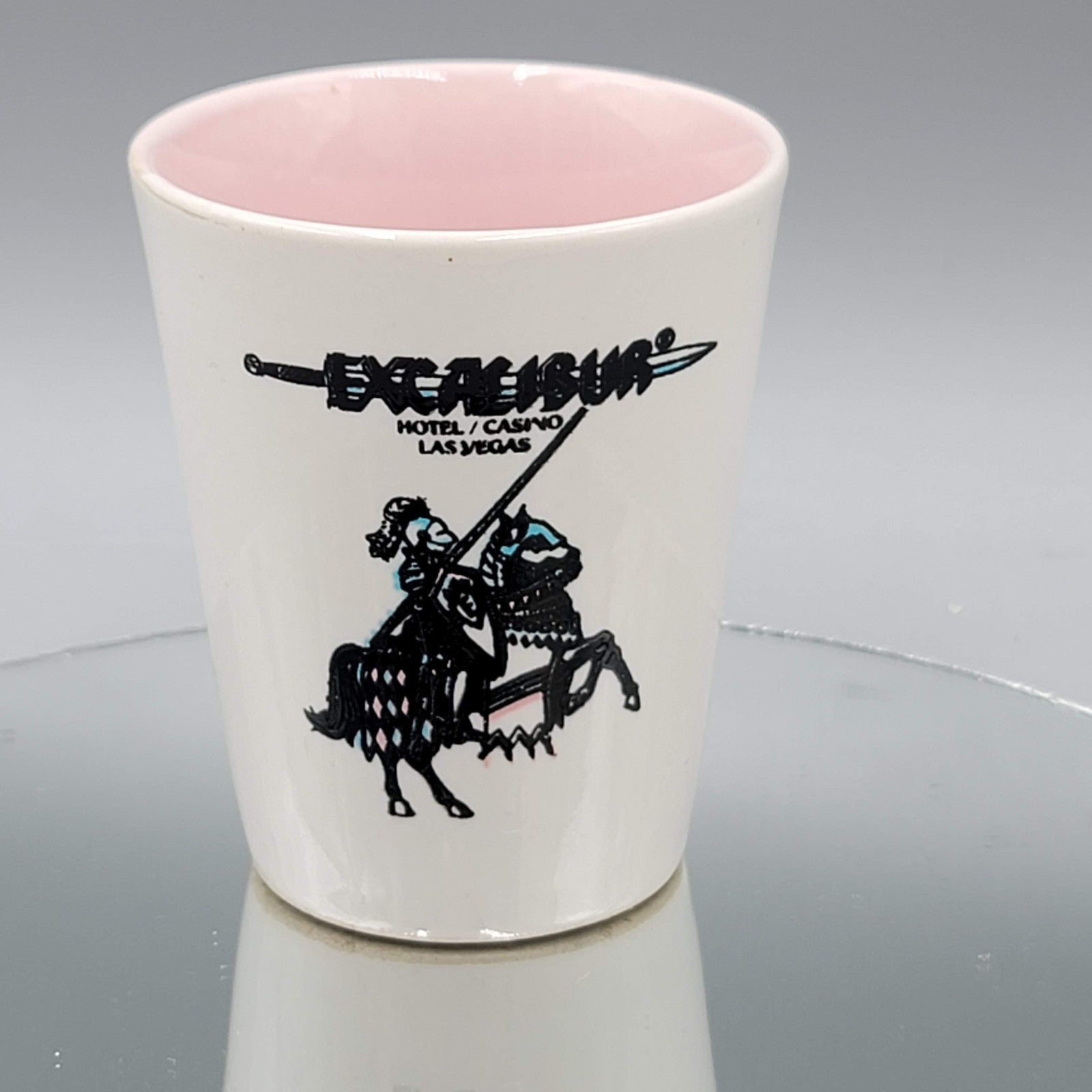 Excalibur Casino Las Vegas NV Shot Glass Souvenir Collectable Pink White