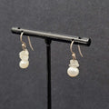 Sterling Silver Pierced Earrings Freshwater Pearl Quartz Bead Dangle 5/8"