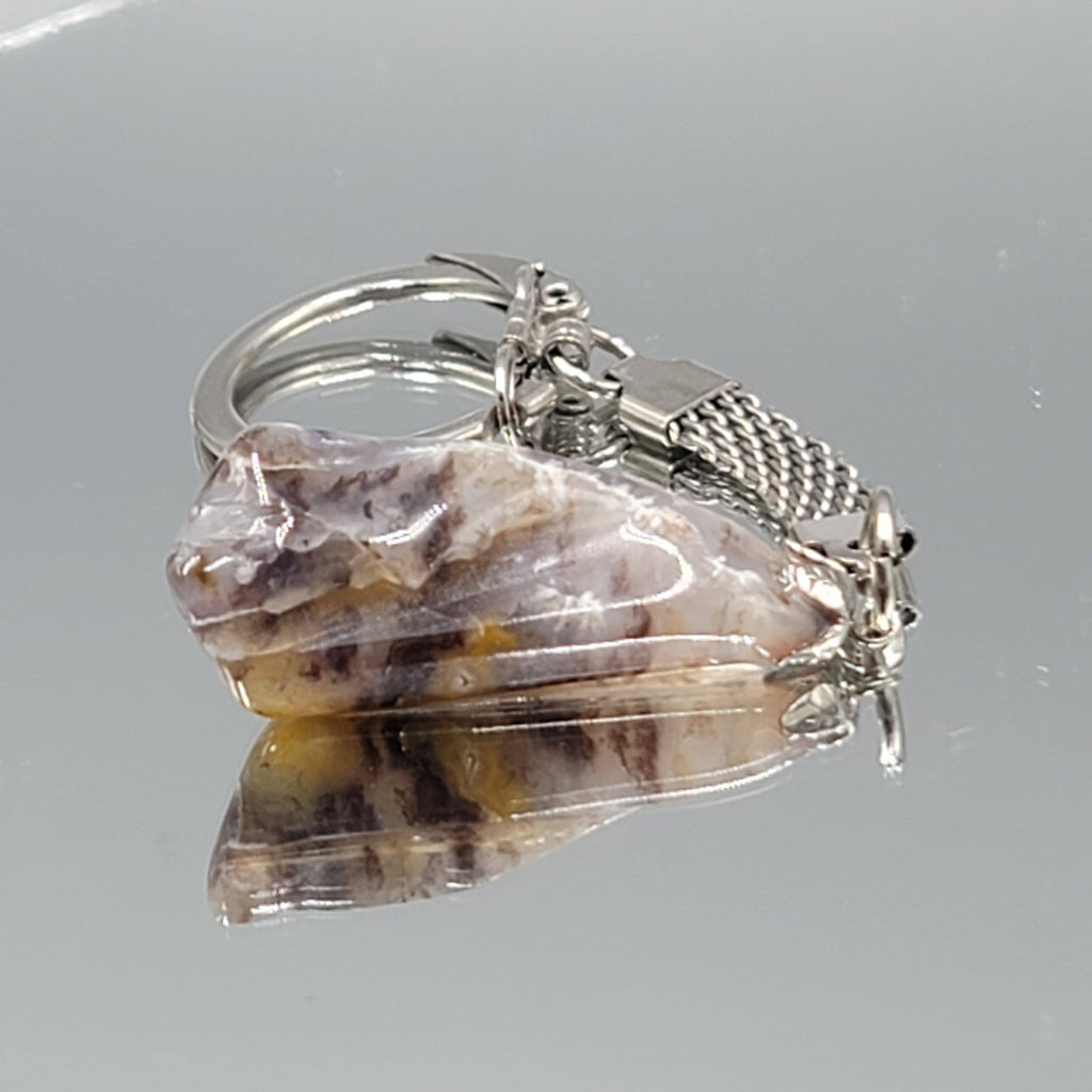 Vintage Natural Polished Quartz Rock Keychain