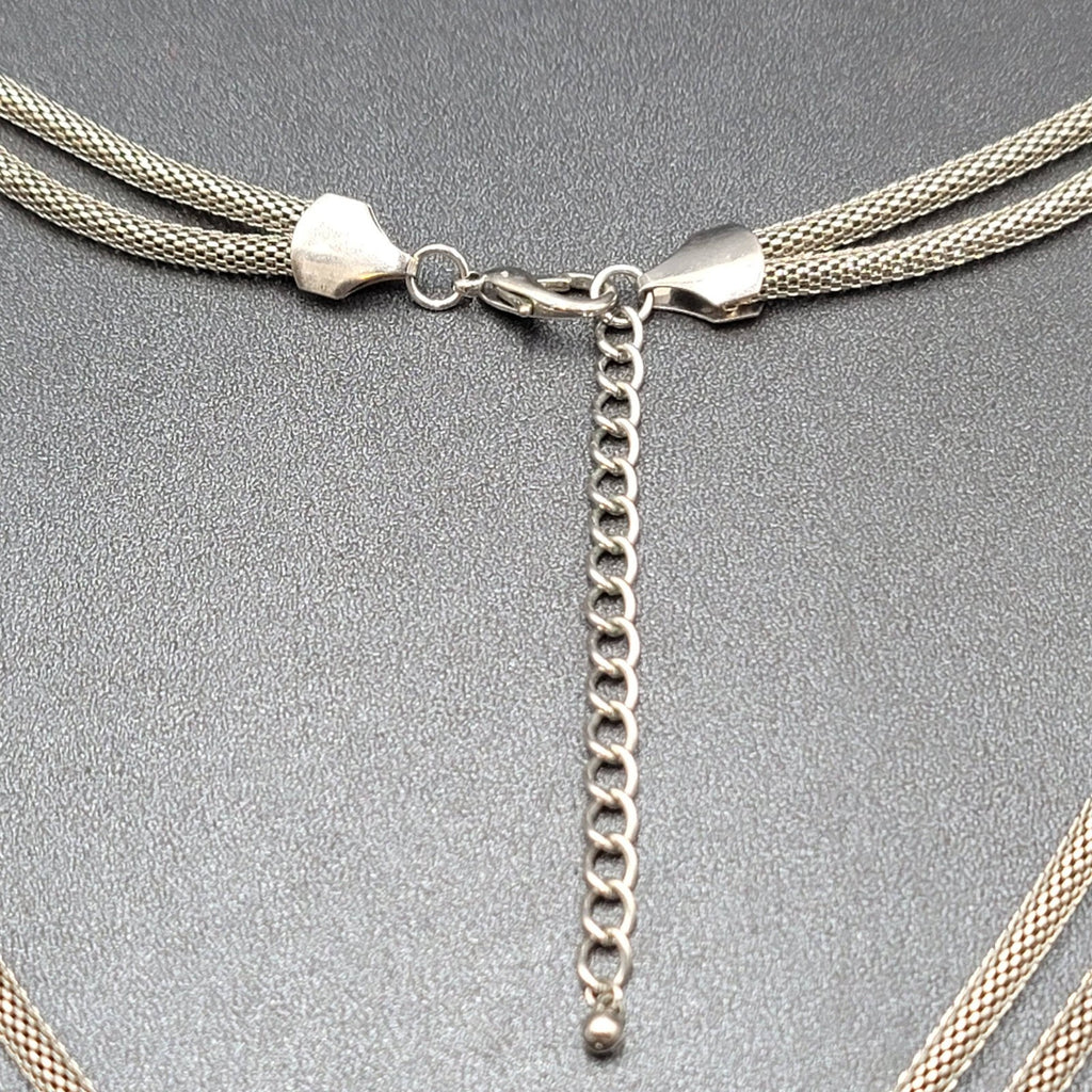 Vintage Snake Chain Knot Necklace Silver tone Large Statement 24"-27"