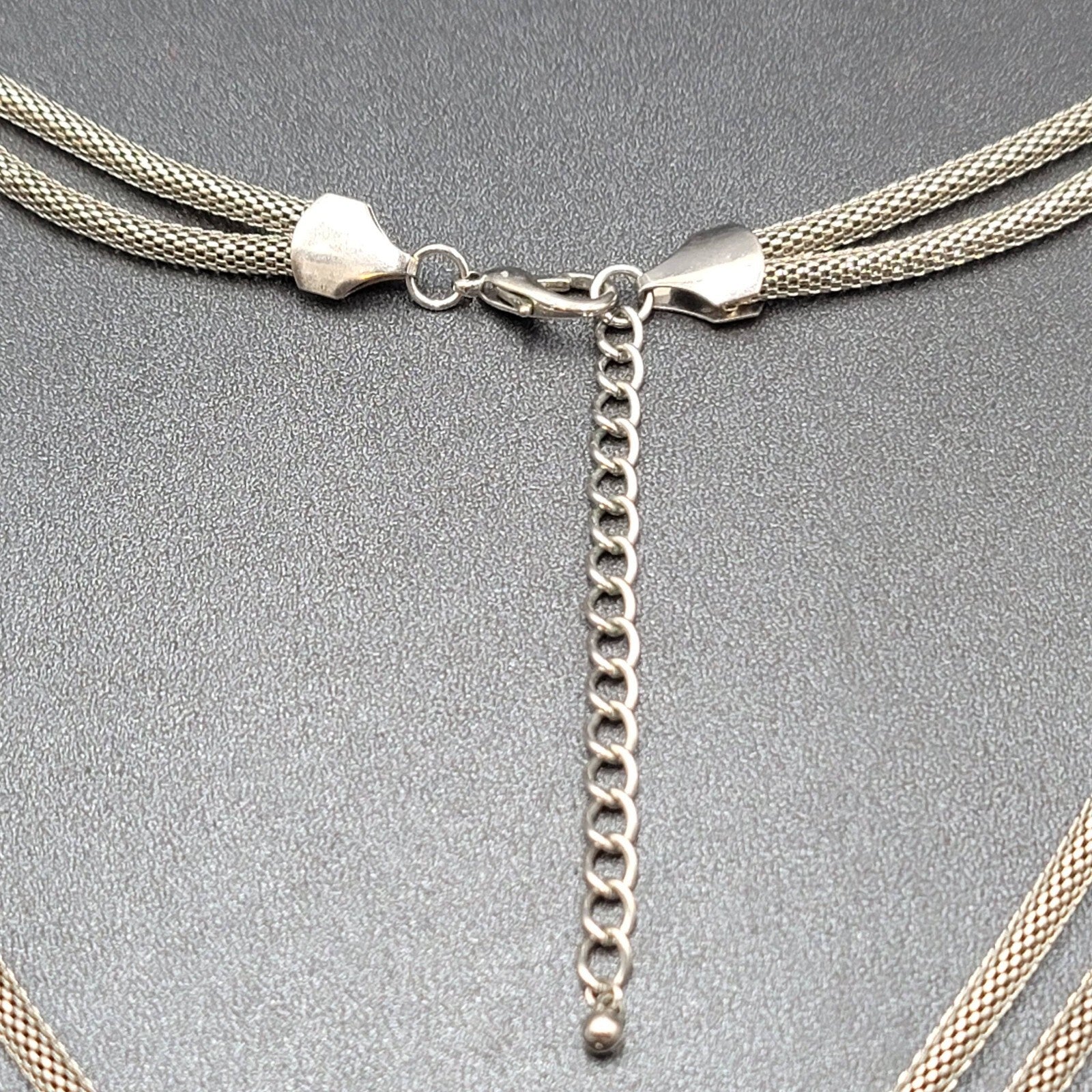 Vintage Snake Chain Knot Necklace Silver tone Large Statement 24"-27"