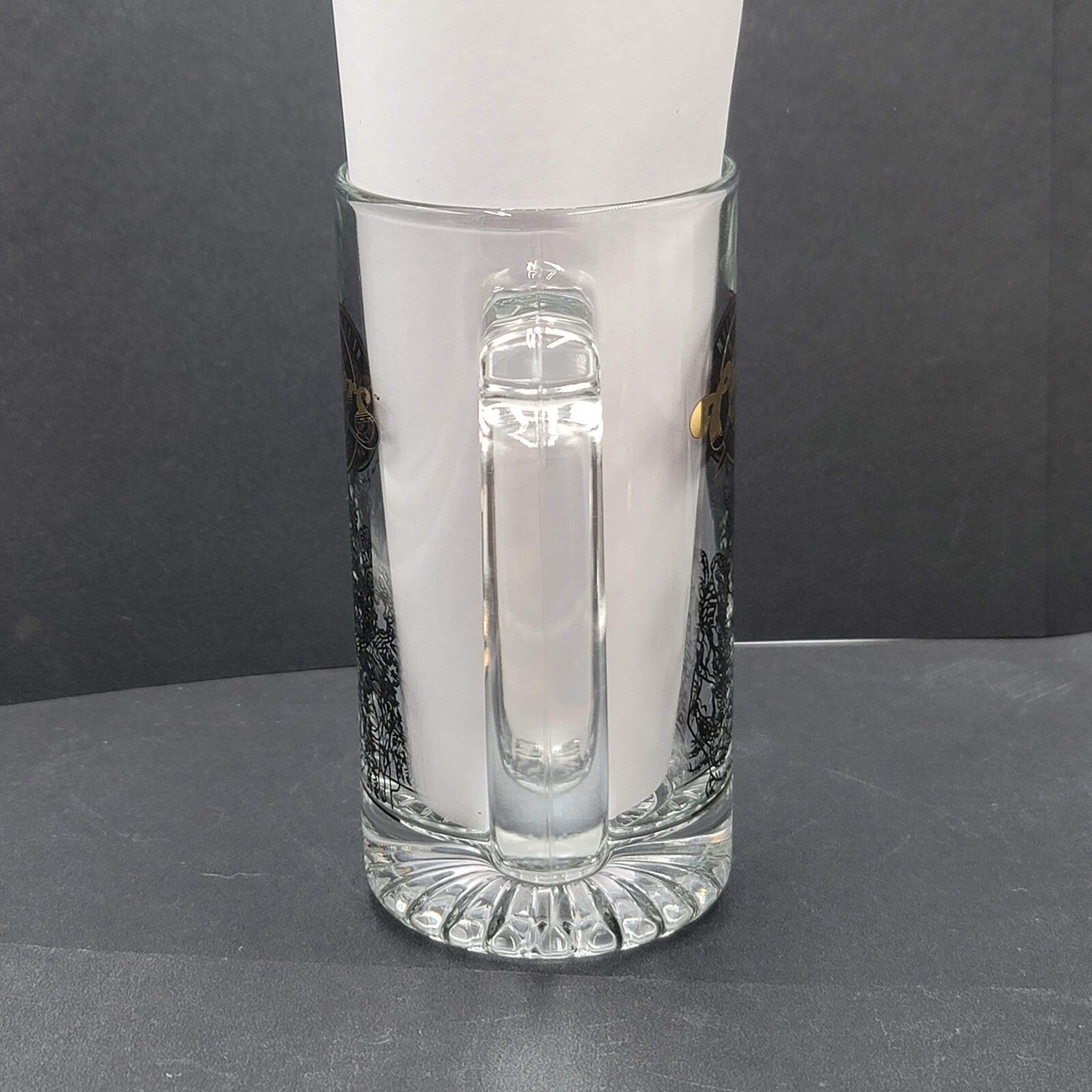 Cheers Meet Me In Minneapolis Clear Mug with Black Etching Beer Stein Souvenir